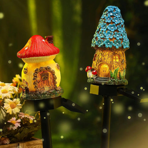 GlowMush - Solarbetriebene Pilzhaus LED Lampe für Garten und Außenbereich, wasserdicht
