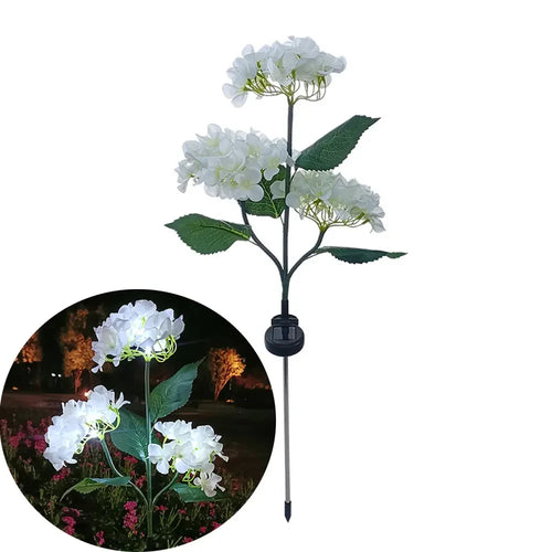FloraLuxe - Dekorative Solarbetriebene LED Gartenlampe mit Hydrangea Blumen für außen