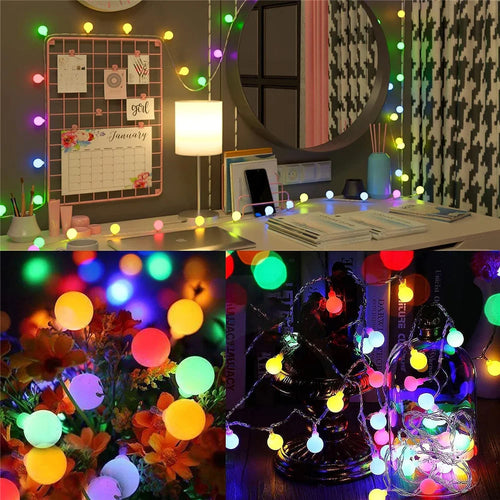 FairySphere - 220V LED Lichterkette mit 100 Kugeln, 8 Beleuchtungsmodi für Garten und Terrasse