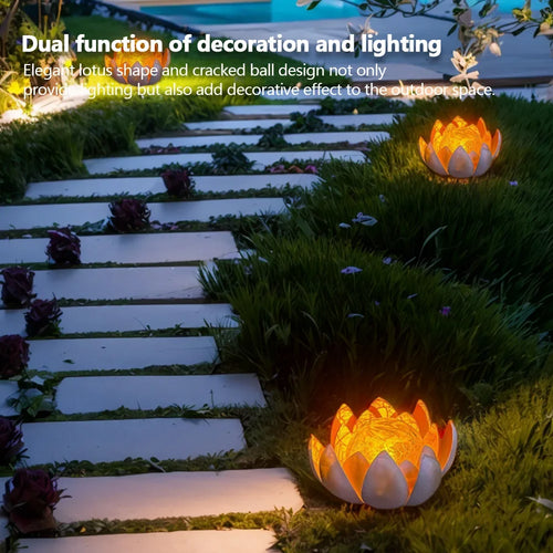 LumeLotus - Solar LED Lotus Blume mit dekorativem Glasball