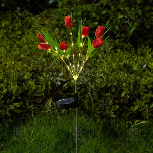 LumaTulip - Solarbetriebene LED Tulpenblumen Gartenleuchte für Außenbereich, wasserdicht