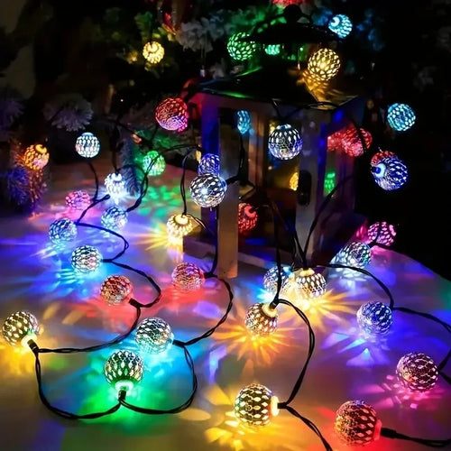 LumenBall - Solar Marokkanische Kugelleuchte für den Garten, 8 Modi für Außenbeleuchtung