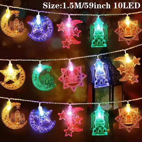 StarLumen - Eid Mubarak LED Lichterkette mit Mond und Sternen Design