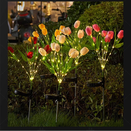 LumaTulip - Solarbetriebene LED Tulpenblumen Gartenleuchte für Außenbereich, wasserdicht