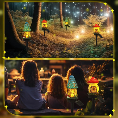 GlowMush - Solarbetriebene Pilzhaus LED Lampe für Garten und Außenbereich, wasserdicht