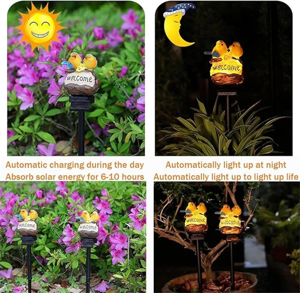 LumenBird - Solarbetriebene Gartenleuchte mit LED-Vogel für Terrasse und Garten