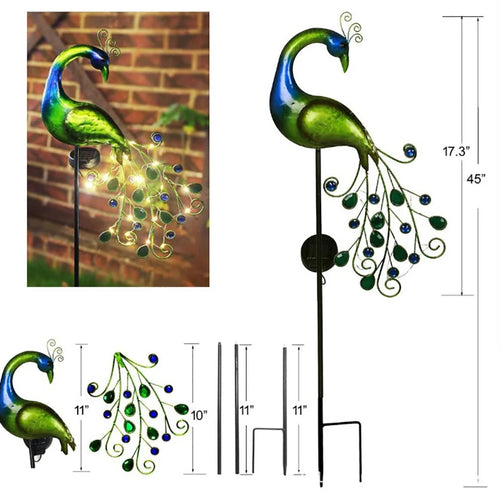LumenPeacock - Solarbetriebene LED Pfau Gartenlampe für dekorative Außenbeleuchtung