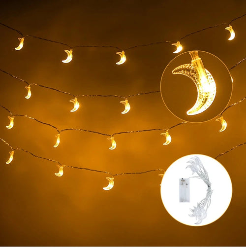 StarLumen - Eid Mubarak LED Lichterkette mit Mond und Sternen Design