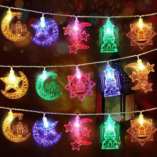 StarLumen - Eid Mubarak LED Lichterkette mit Mond und Sternen Design