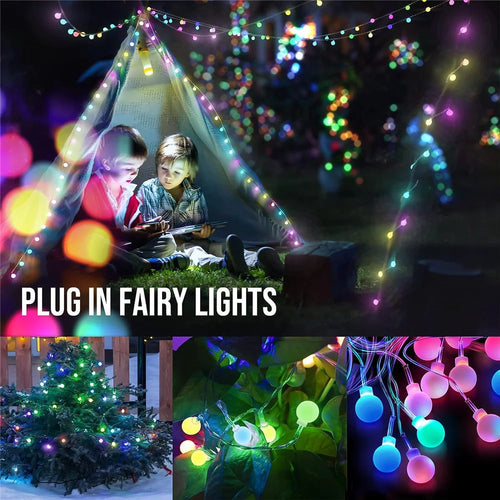 FairySphere - 220V LED Lichterkette mit 100 Kugeln, 8 Beleuchtungsmodi für Garten und Terrasse