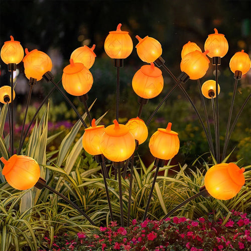 PumpkinGlow - Solarbetriebene LED Gartenlampe in Kürbisform für Halloween Dekoration