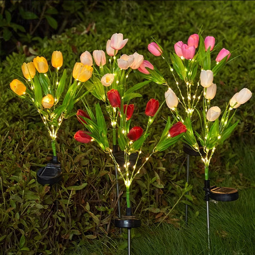 LumaTulip - Solarbetriebene LED Tulpenblumen Gartenleuchte für Außenbereich, wasserdicht