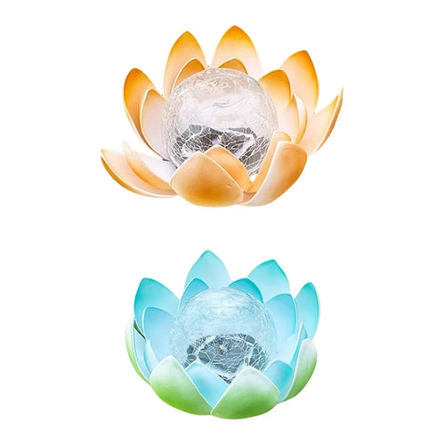 LumeLotus - Solar LED Lotus Blume mit dekorativem Glasball