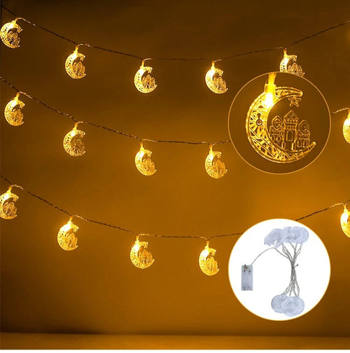 StarLumen - Eid Mubarak LED Lichterkette mit Mond und Sternen Design