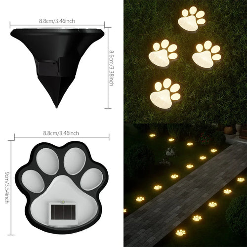 LumenPaw - Solarbetriebene Hundepfoten-Gartenleuchte mit LED, für Balkon und Garten