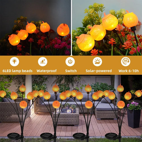 PumpkinGlow - Solarbetriebene LED Gartenlampe in Kürbisform für Halloween Dekoration