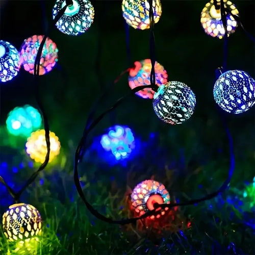 LumenBall - Solar Marokkanische Kugelleuchte für den Garten, 8 Modi für Außenbeleuchtung