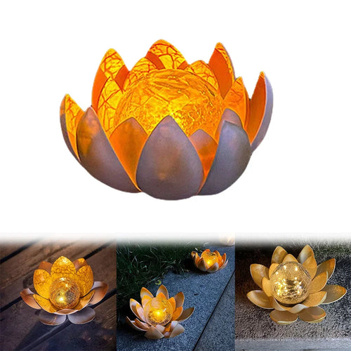 LumeLotus - Solar LED Lotus Blume mit dekorativem Glasball