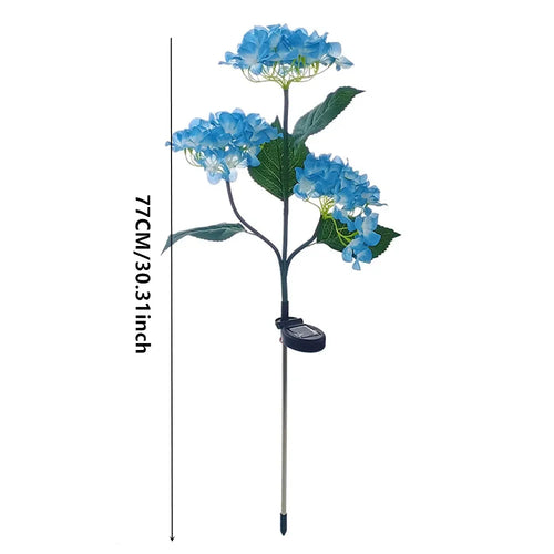 FloraLuxe - Dekorative Solarbetriebene LED Gartenlampe mit Hydrangea Blumen für außen