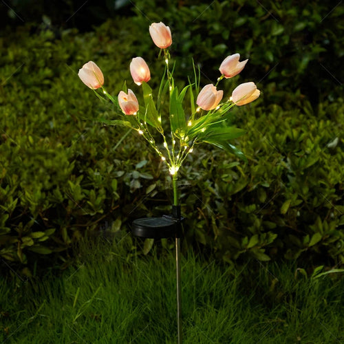LumaTulip - Solarbetriebene LED Tulpenblumen Gartenleuchte für Außenbereich, wasserdicht