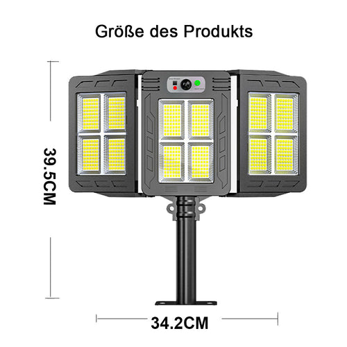 TriLumen - 3-Kopf Solarbetriebene LED Außenleuchte für helles und gleichmäßiges Licht