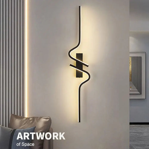 ZenGlow - Moderne LED Wandleuchte Schwarz für Innenräume