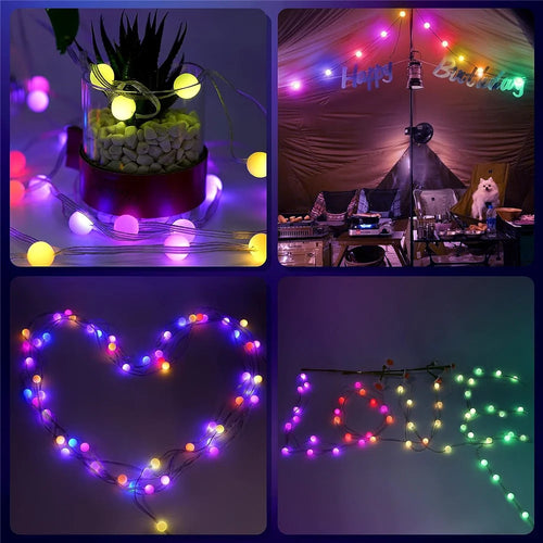 FairySphere - 220V LED Lichterkette mit 100 Kugeln, 8 Beleuchtungsmodi für Garten und Terrasse