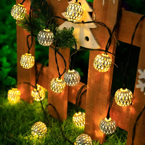 LumenBall - Solar Marokkanische Kugelleuchte für den Garten, 8 Modi für Außenbeleuchtung