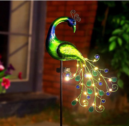 LumenPeacock - Solarbetriebene LED Pfau Gartenlampe für dekorative Außenbeleuchtung