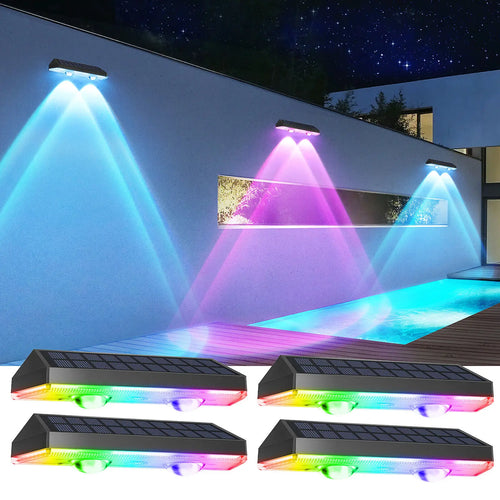 FlareGlow - RGB und Warmweiß Solarbetriebene LED-Zaunlichter für den Außenbereich