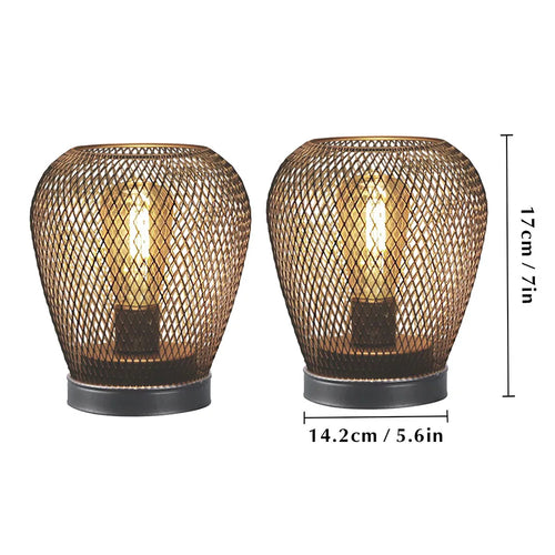 LumiFlare - Elegante LED Tischlampe im Metallkäfig für Garten und Terrasse, Batterie betrieben