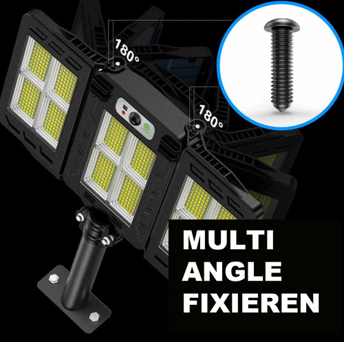 TriLumen - 3-Kopf Solarbetriebene LED Außenleuchte für helles und gleichmäßiges Licht