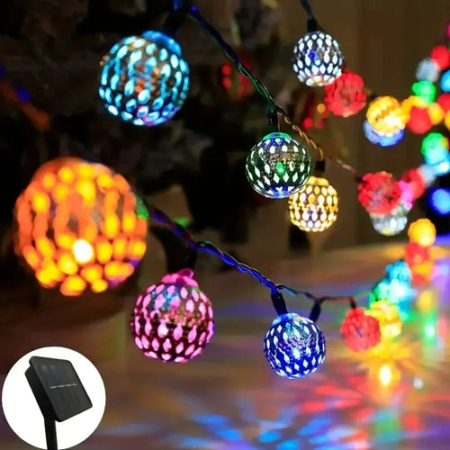 LumenBall - Solar Marokkanische Kugelleuchte für den Garten, 8 Modi für Außenbeleuchtung