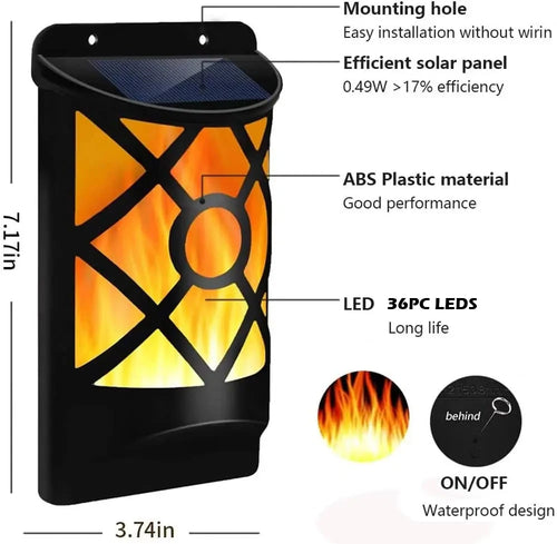 FlameLume - Solar LED Flammenlampe für Garten und Außenbereich, wasserdicht