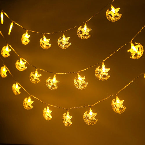 StarLumen - Eid Mubarak LED Lichterkette mit Mond und Sternen Design