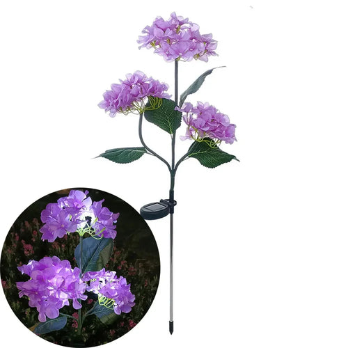 FloraLuxe - Dekorative Solarbetriebene LED Gartenlampe mit Hydrangea Blumen für außen