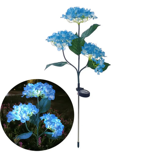 FloraLuxe - Dekorative Solarbetriebene LED Gartenlampe mit Hydrangea Blumen für außen