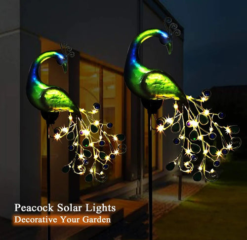 LumenPeacock - Solarbetriebene LED Pfau Gartenlampe für dekorative Außenbeleuchtung