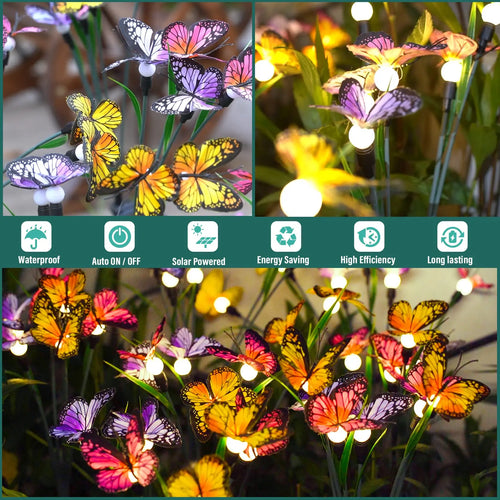 SolarFlutter - Schmetterlings-Solarleuchte mit 8 Modi für Garten, Hochzeit und Dekoration