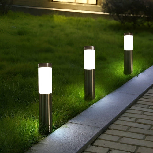 RadiantPath - Solarbetriebene Edelstahl Gartenleuchten für Außen, zylindrisch