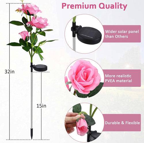 LumiRose – Elegante Solar LED Gartenbeleuchtung im Rosen-Design (2er Set)